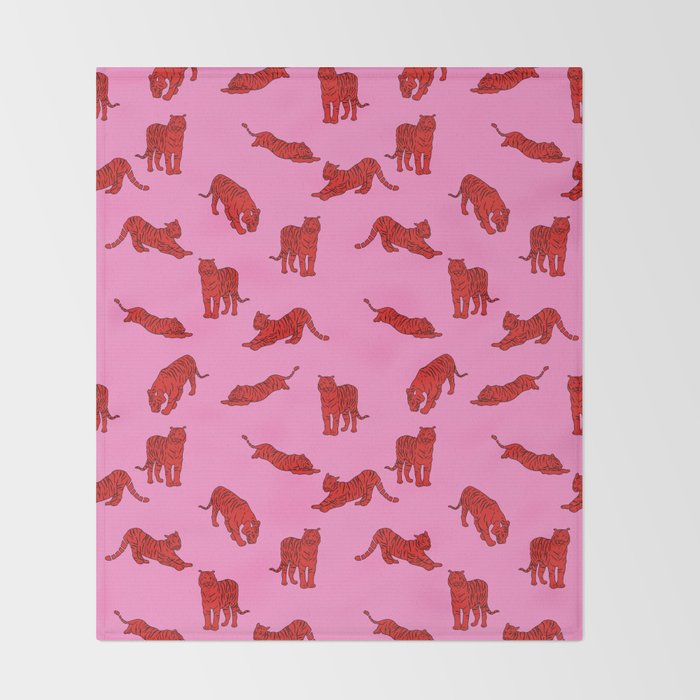 Exotic Pink + Red Wildcats Throw Blanket Gallery Image 2
