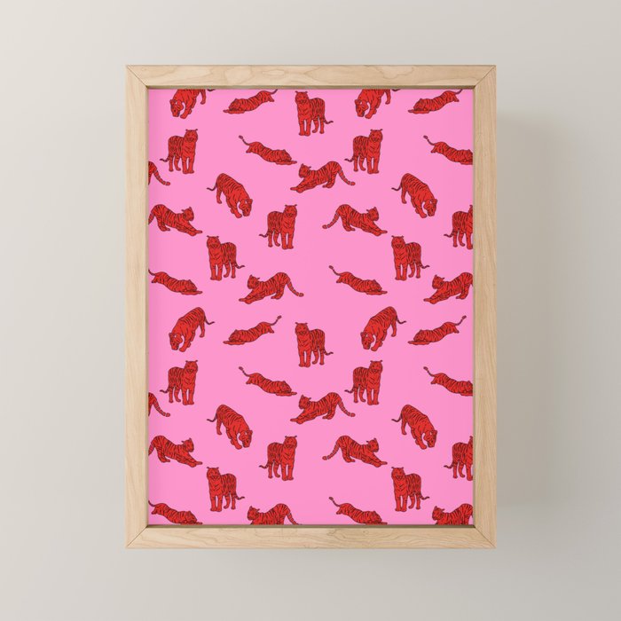 Exotic Pink + Red Wildcats Mini Art Print Gallery Image 1