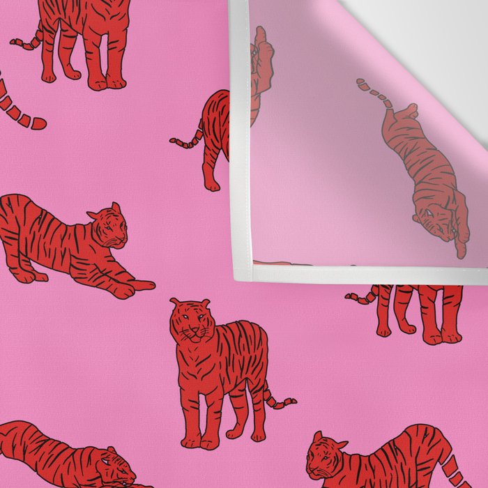 Exotic Pink + Red Wildcats Wall Tapestry Gallery Image 3