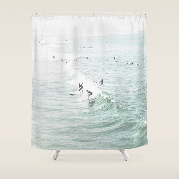 Surfer Waves Coastal Ocean Shower Curtain Gallery Image 1