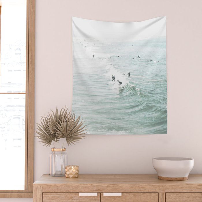 Surfer Waves Coastal Ocean Wall Tapestry Gallery Image 2