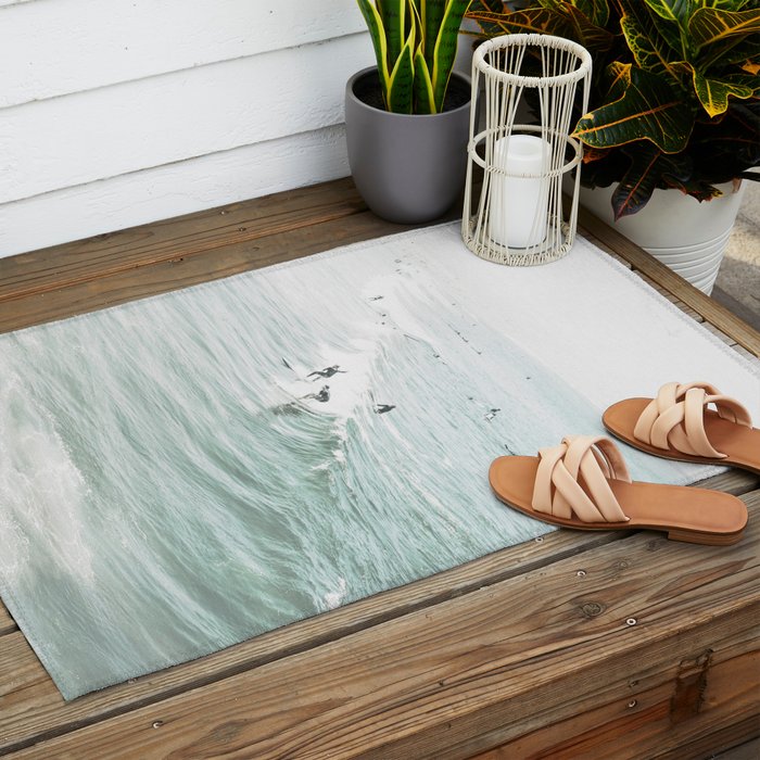 Surfer Waves Coastal Ocean Outdoor Rug Gallery Image 2