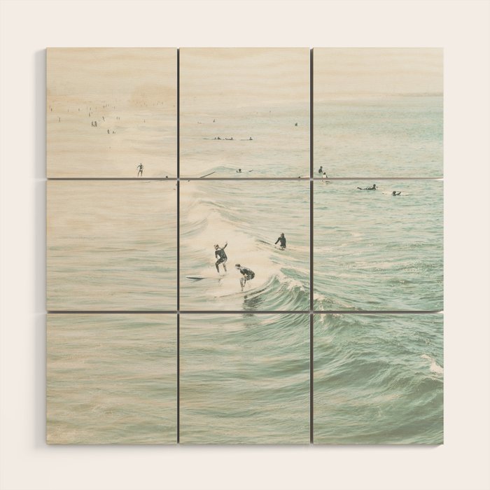 Surfer Waves Coastal Ocean Wood Wall Art Gallery Image 1