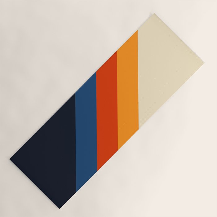 Colorful Classic Retro 70s Vintage Style Stripes - Padona Yoga Mat Gallery Image 1