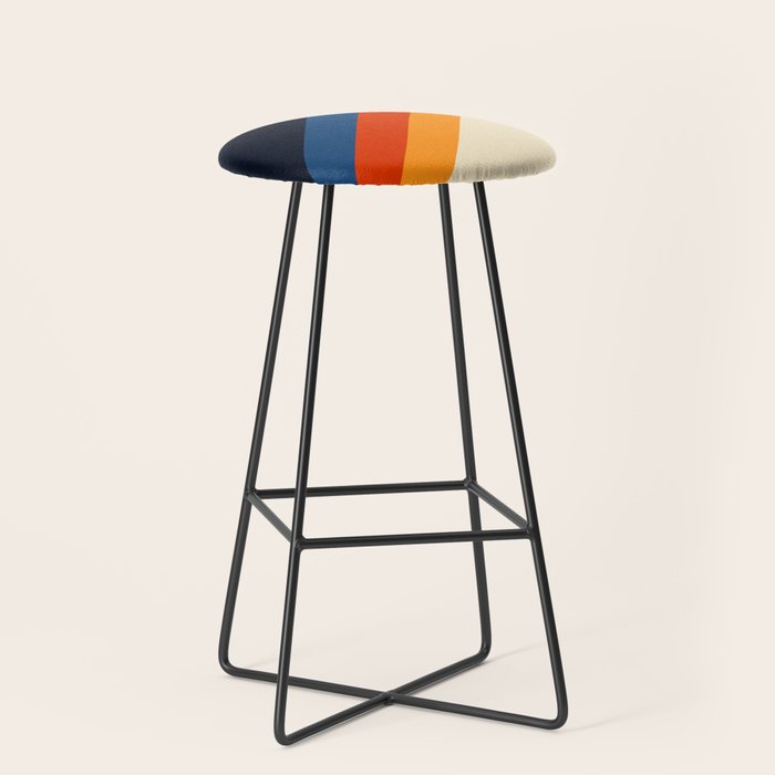 Colorful Classic Retro 70s Vintage Style Stripes - Padona Stool Gallery Image 1