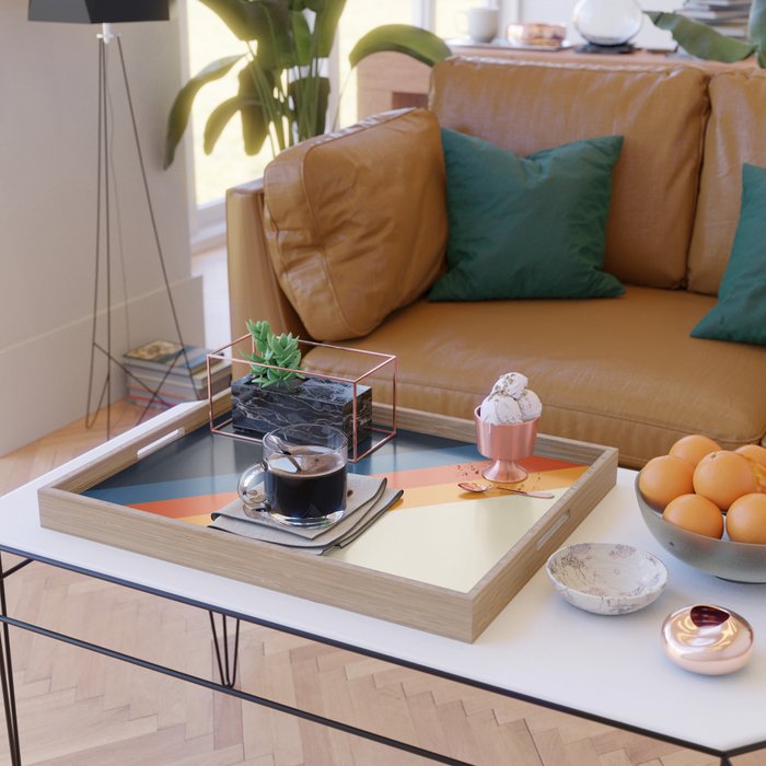 Colorful Classic Retro 70s Vintage Style Stripes - Padona Serving Tray Gallery Image 2