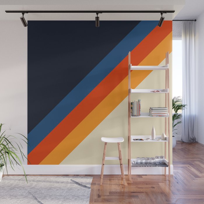 Colorful Classic Retro 70s Vintage Style Stripes - Padona Wall Mural Gallery Image 1