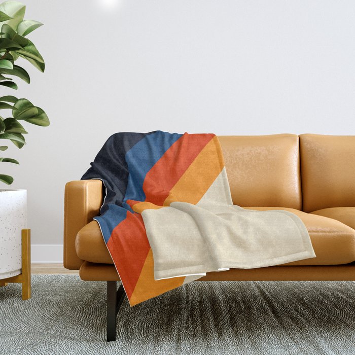 Colorful Classic Retro 70s Vintage Style Stripes - Padona Throw Blanket Gallery Image 1