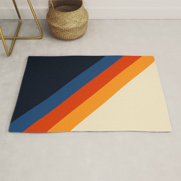Colorful Classic Retro 70s Vintage Style Stripes - Padona Rug Gallery Image 1