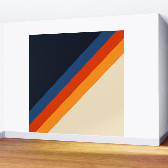 Colorful Classic Retro 70s Vintage Style Stripes - Padona Wall Mural Gallery Image 2