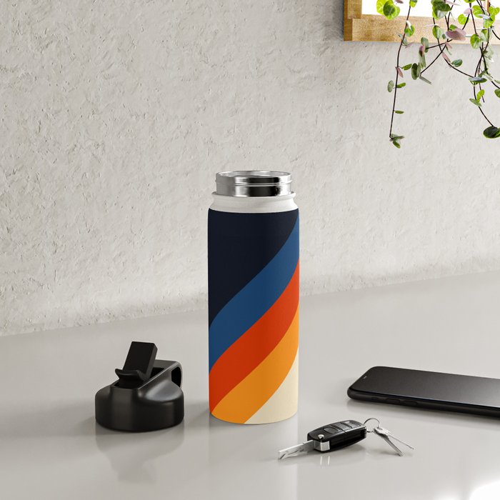 Colorful Classic Retro 70s Vintage Style Stripes - Padona Water Bottle Gallery Image 5