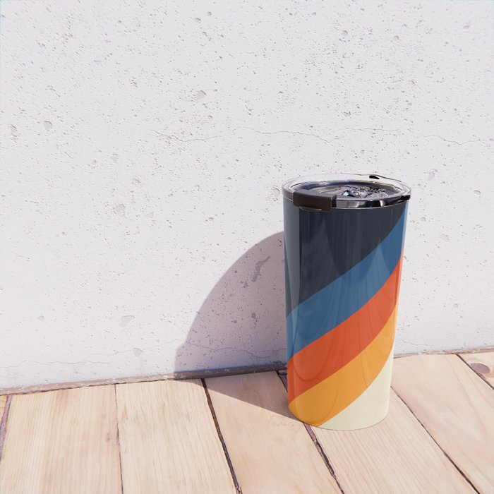 Colorful Classic Retro 70s Vintage Style Stripes - Padona Travel Mug Gallery Image 4