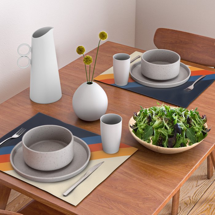 Colorful Classic Retro 70s Vintage Style Stripes - Padona Placemat Gallery Image 2