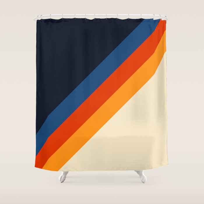Colorful Classic Retro 70s Vintage Style Stripes - Padona Shower Curtain Gallery Image 1