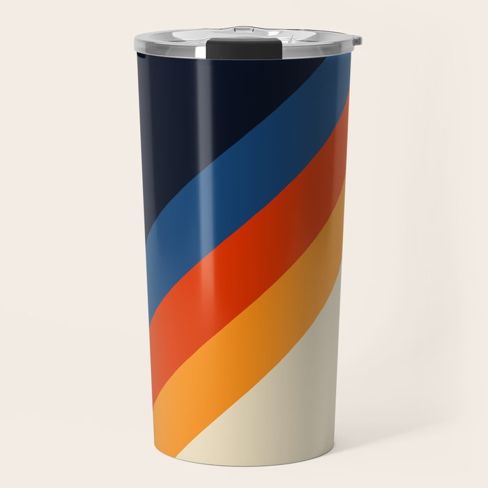 Colorful Classic Retro 70s Vintage Style Stripes - Padona Travel Mug Gallery Image 1