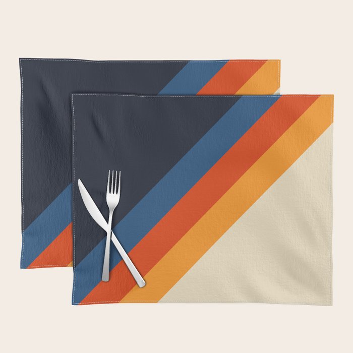 Colorful Classic Retro 70s Vintage Style Stripes - Padona Placemat Gallery Image 1