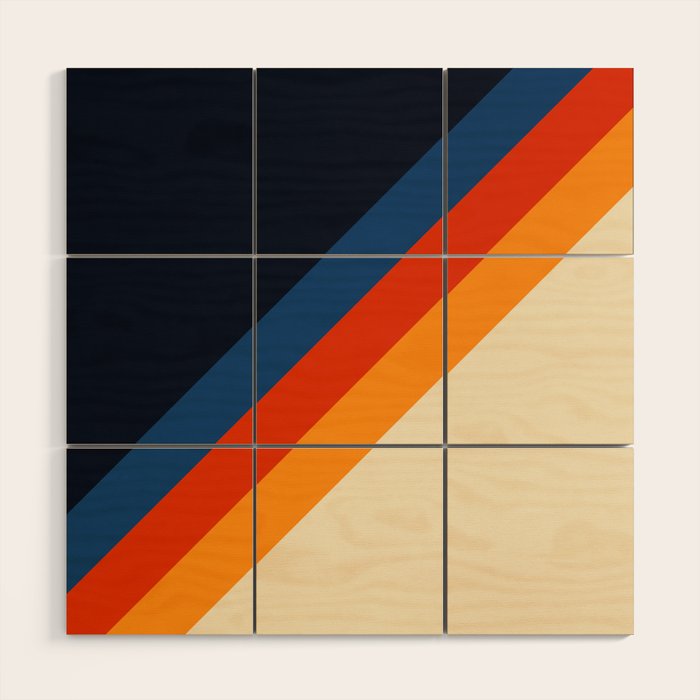 Colorful Classic Retro 70s Vintage Style Stripes - Padona Wood Wall Art Gallery Image 1