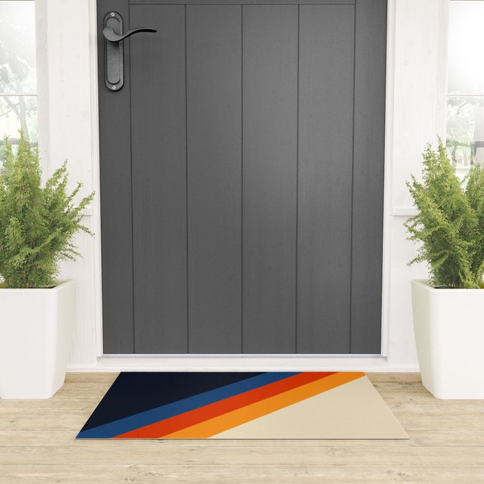 Colorful Classic Retro 70s Vintage Style Stripes - Padona Welcome Mat Gallery Image 3