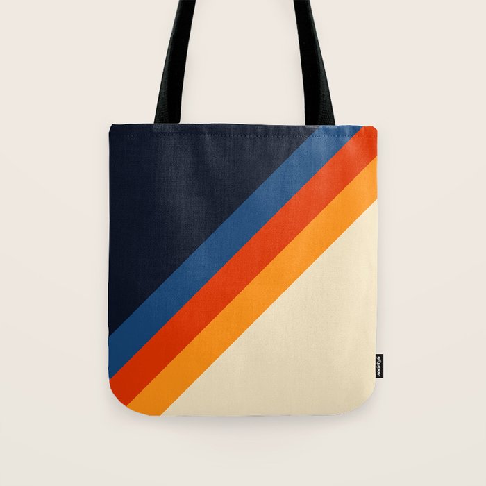 Colorful Classic Retro 70s Vintage Style Stripes - Padona Tote Bag Gallery Image 1