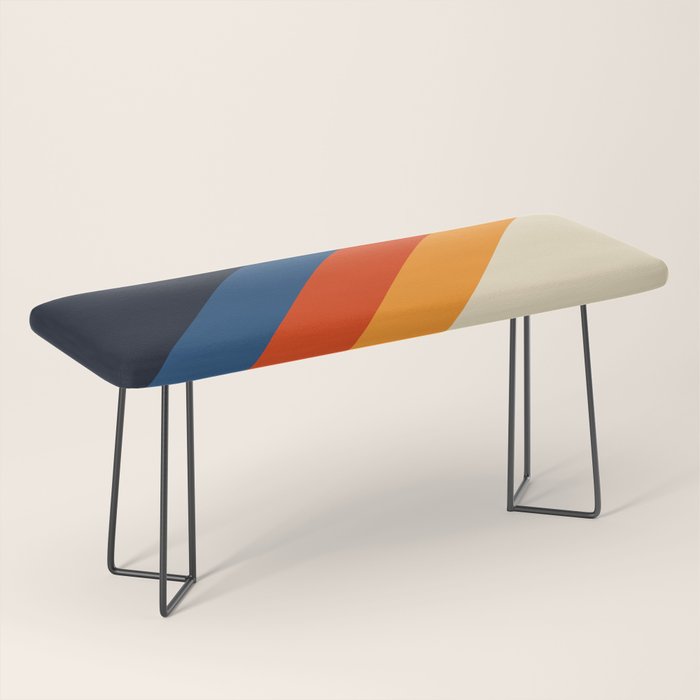 Colorful Classic Retro 70s Vintage Style Stripes - Padona Bench Gallery Image 1