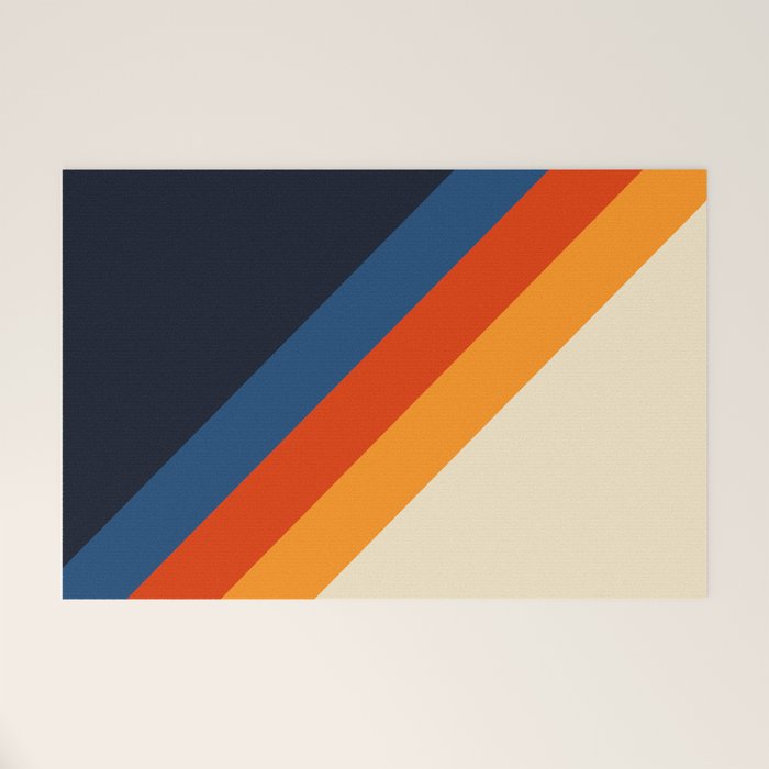 Colorful Classic Retro 70s Vintage Style Stripes - Padona Welcome Mat Gallery Image 1