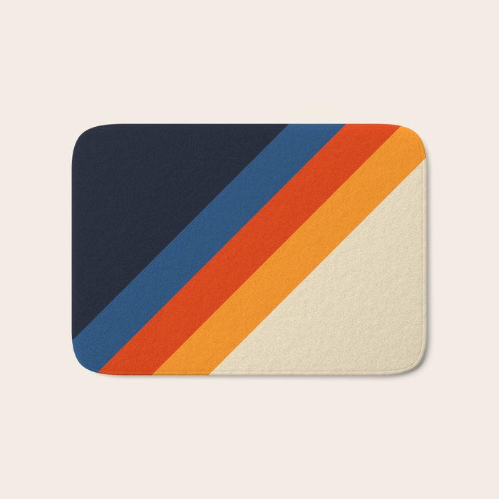 Colorful Classic Retro 70s Vintage Style Stripes - Padona Bath Mat Gallery Image 1