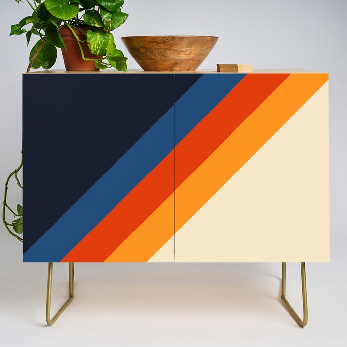 Colorful Classic Retro 70s Vintage Style Stripes - Padona Credenza Gallery Image 1