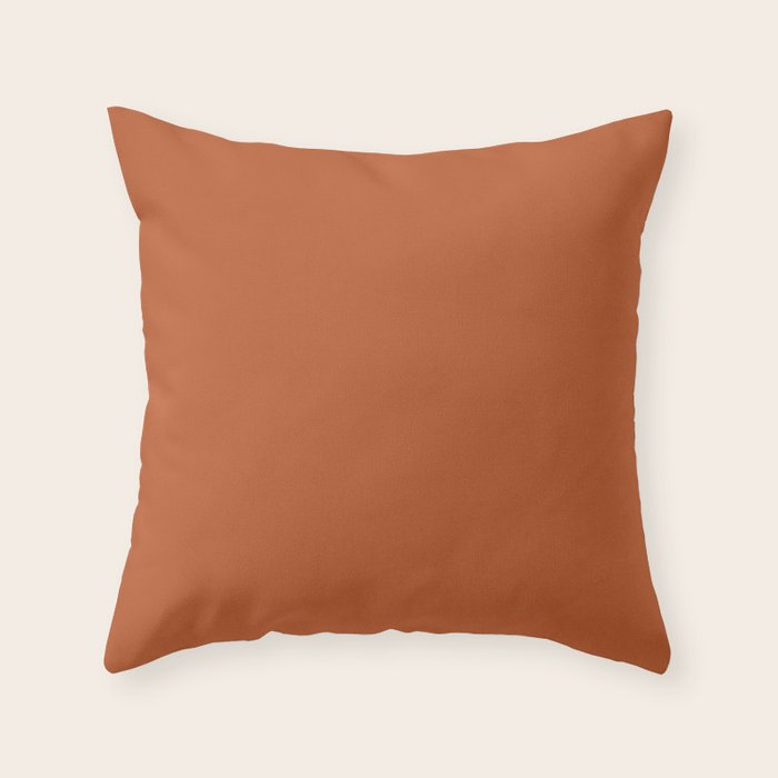 Warm Spiced Orange Solid Color Throw Pillow Gallery Image 6