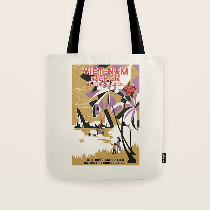 Vietnam Vintage Asian Travel Poster, 1950s Tote Bag Gallery Image 1
