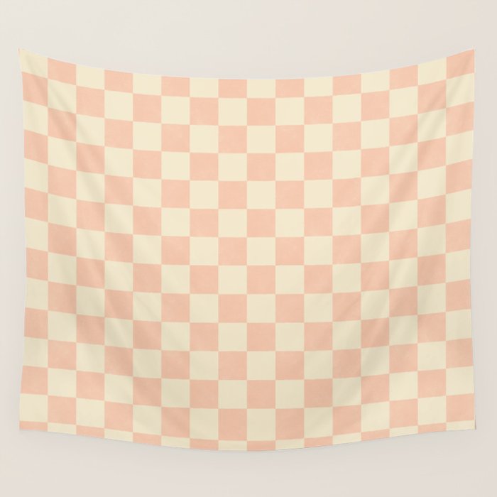 Checkers - peach pink and cream Wall Tapestry Gallery Image 4