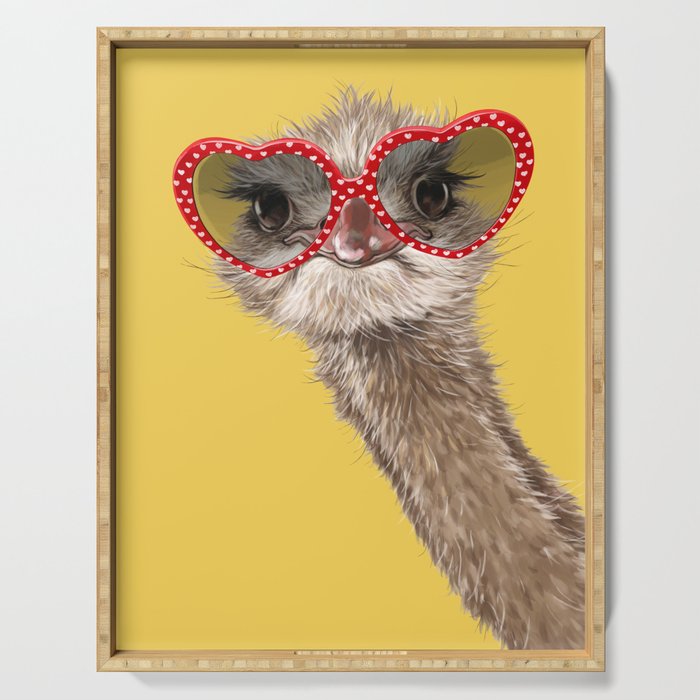 Fashion Hipster Ostrich in Yellow Serving Tray Gallery Image 1
