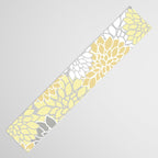 Dahlia Floral Blooms, Soft Yellow, Gray, White Table Runner Gallery Image 3