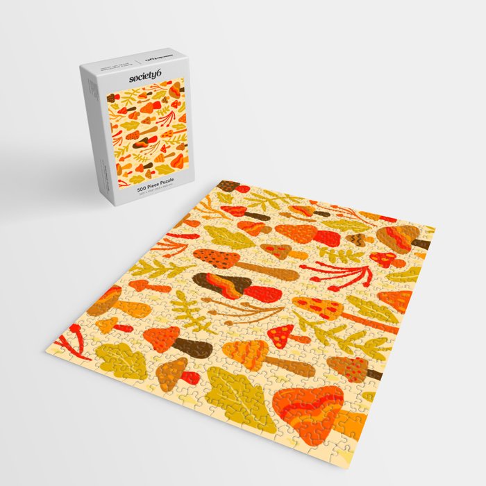 Spring Mushroom Print Jigsaw Puzzle Gallery Image 2