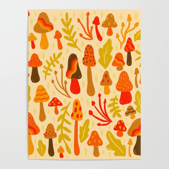 Spring Mushroom Print Poster Gallery Image 4