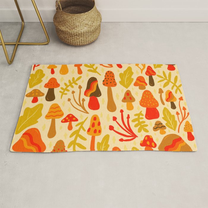 Spring Mushroom Print Rug Gallery Image 1