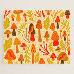 Spring Mushroom Print Jigsaw Puzzle Gallery Image 1