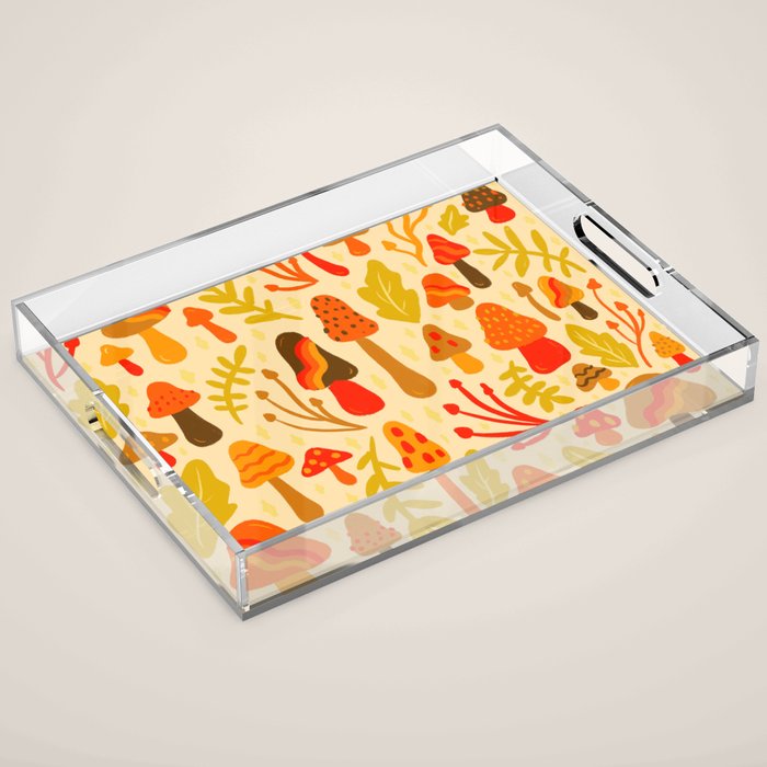 Spring Mushroom Print Acrylic Tray Gallery Image 1