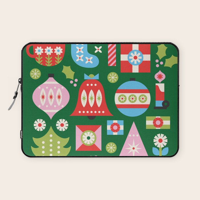 Merry & Bright Christmas | Green Laptop Sleeve Gallery Image 1