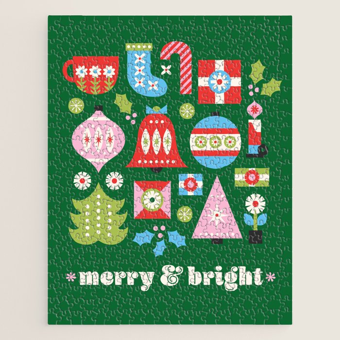 Merry & Bright Christmas | Green Jigsaw Puzzle Gallery Image 1