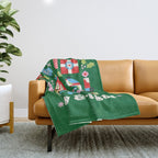 Merry & Bright Christmas | Green Throw Blanket Gallery Image 1