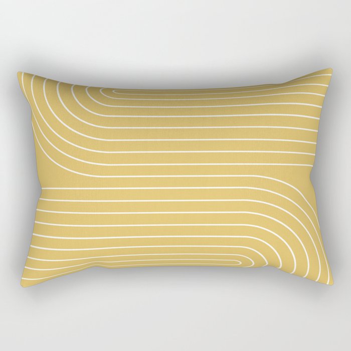 Minimal Line Curvature LXXIII Sunshine Yellow Mid Century Modern Arch Abstract Rectangular Pillow Gallery Image 2