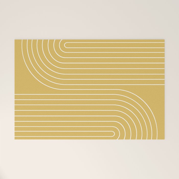 Minimal Line Curvature LXXIII Sunshine Yellow Mid Century Modern Arch Abstract Welcome Mat Gallery Image 1