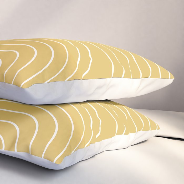 Minimal Line Curvature LXXIII Sunshine Yellow Mid Century Modern Arch Abstract Pillow Sham Gallery Image 3