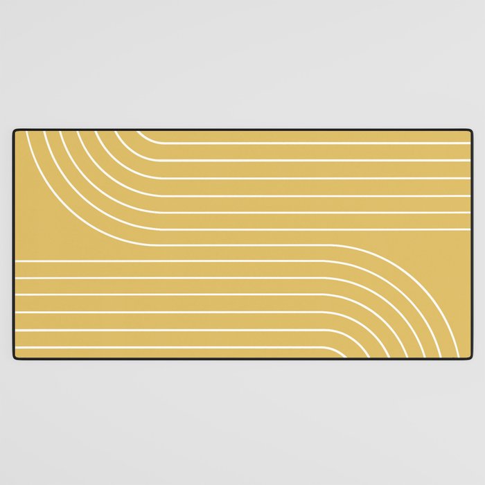 Minimal Line Curvature LXXIII Sunshine Yellow Mid Century Modern Arch Abstract Desk Mat Gallery Image 3