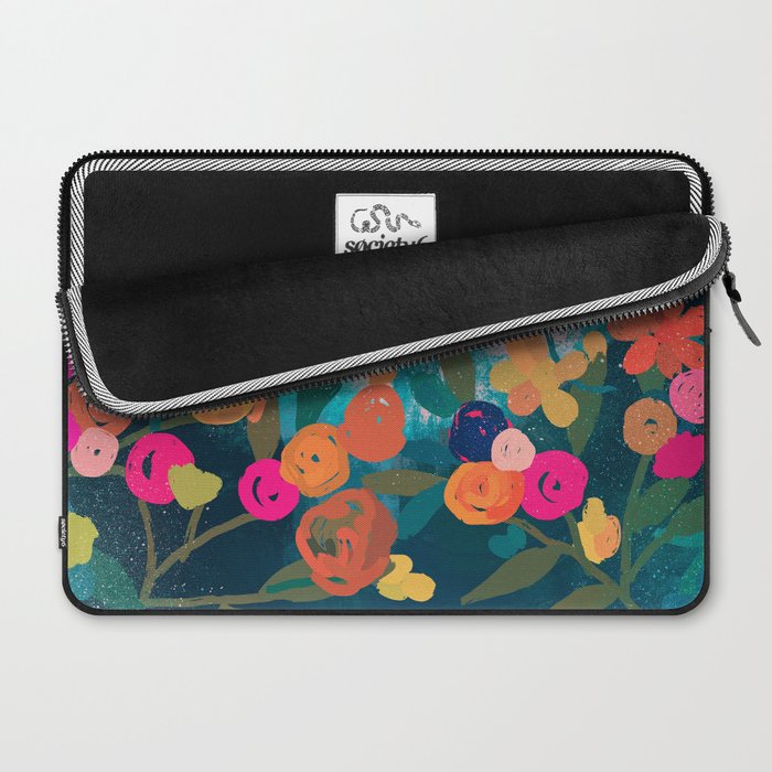 Abstract florals- pink and teal blue Laptop Sleeve Gallery Image 2