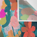 Abstract florals- pink and teal blue Wall Tapestry Gallery Image 3