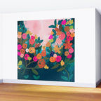 Abstract florals- pink and teal blue Wall Mural Gallery Image 2