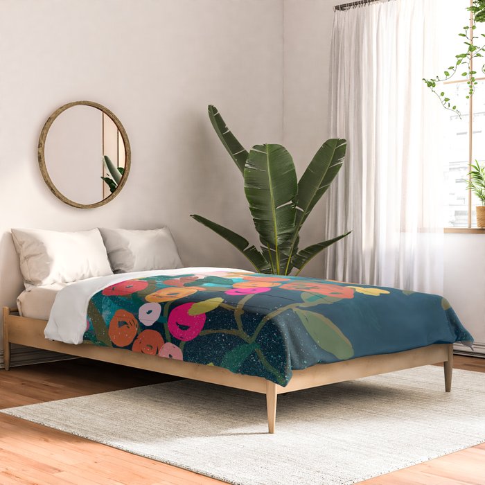 Abstract florals- pink and teal blue Comforter Gallery Image 2