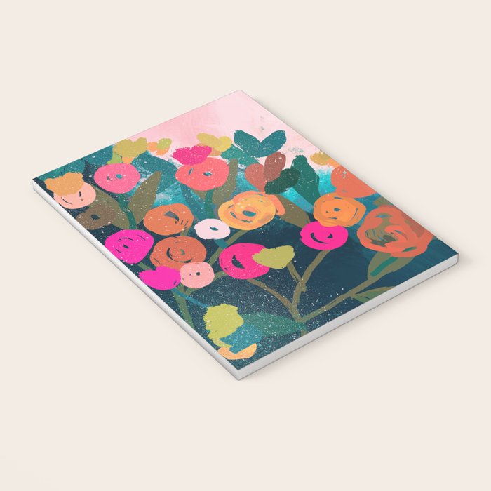 Abstract florals- pink and teal blue Notebook Gallery Image 3