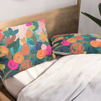 Abstract florals- pink and teal blue Pillow Sham Gallery Image 2
